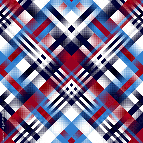 Blue red check plaid texture seamless pattern. Vector background. photo