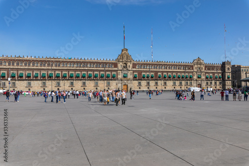 El Zocalo in Mexico City with the National Palace.
