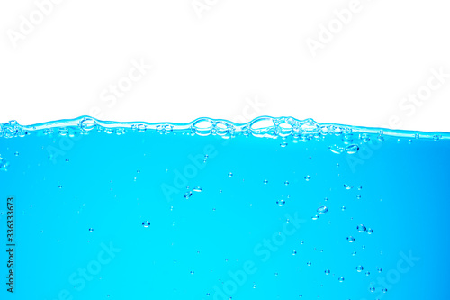 closed up of beautiful curve and nice bubble of drinking water isolated on white background