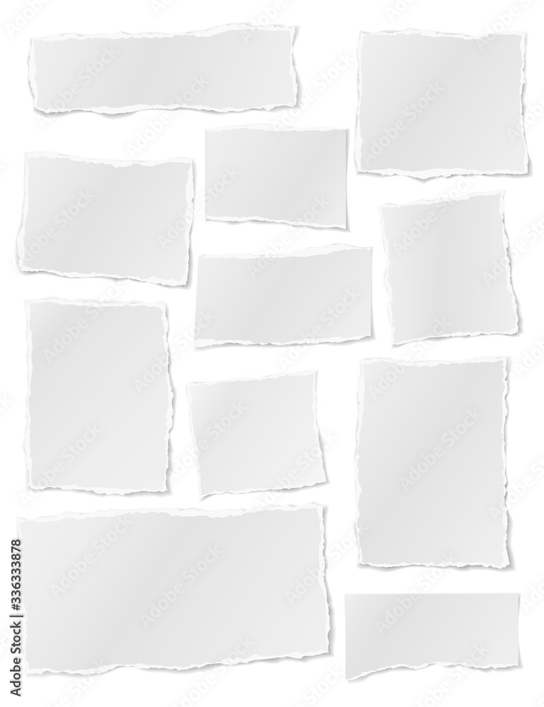 custom made wallpaper toronto digitalTorn of white note, notebook paper strips, pieces stuck on white background. Vector illustration