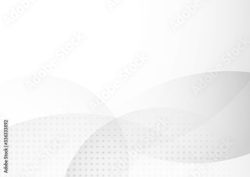 Abstract white and gray circle overlapping with halftone background.