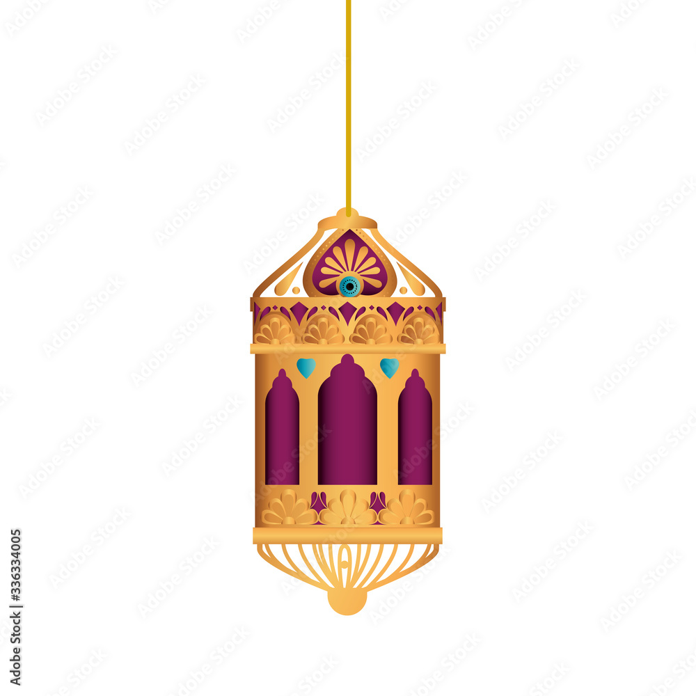 Hanging purple and gold lantern design of Bohemic ornament indian decoration retro vintage meditation henna ethnic arabic texture and tribal theme Vector illustration Hanging purple and gold lantern design of Bohemic ornament indian decoration retro vintage meditation henna ethnic arabic texture and tribal theme Vector illustration