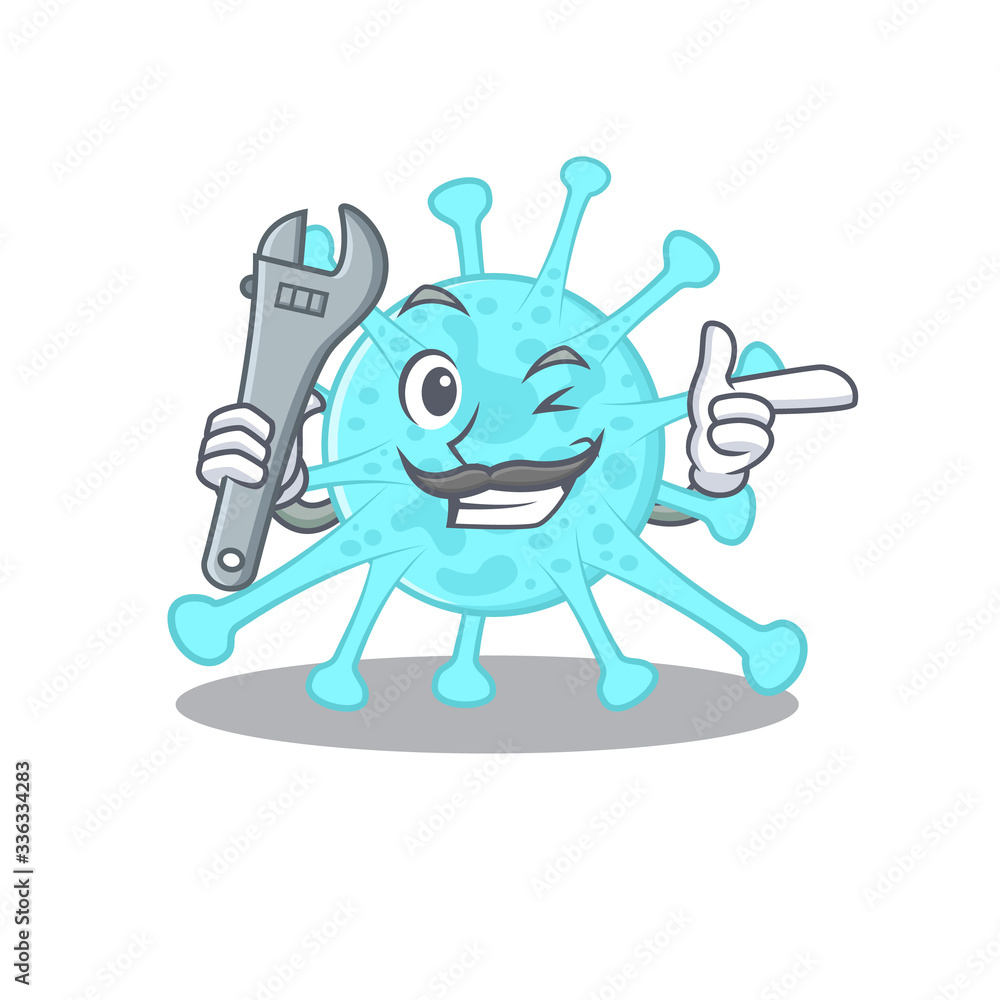A picture of cegacovirus mechanic mascot design concept