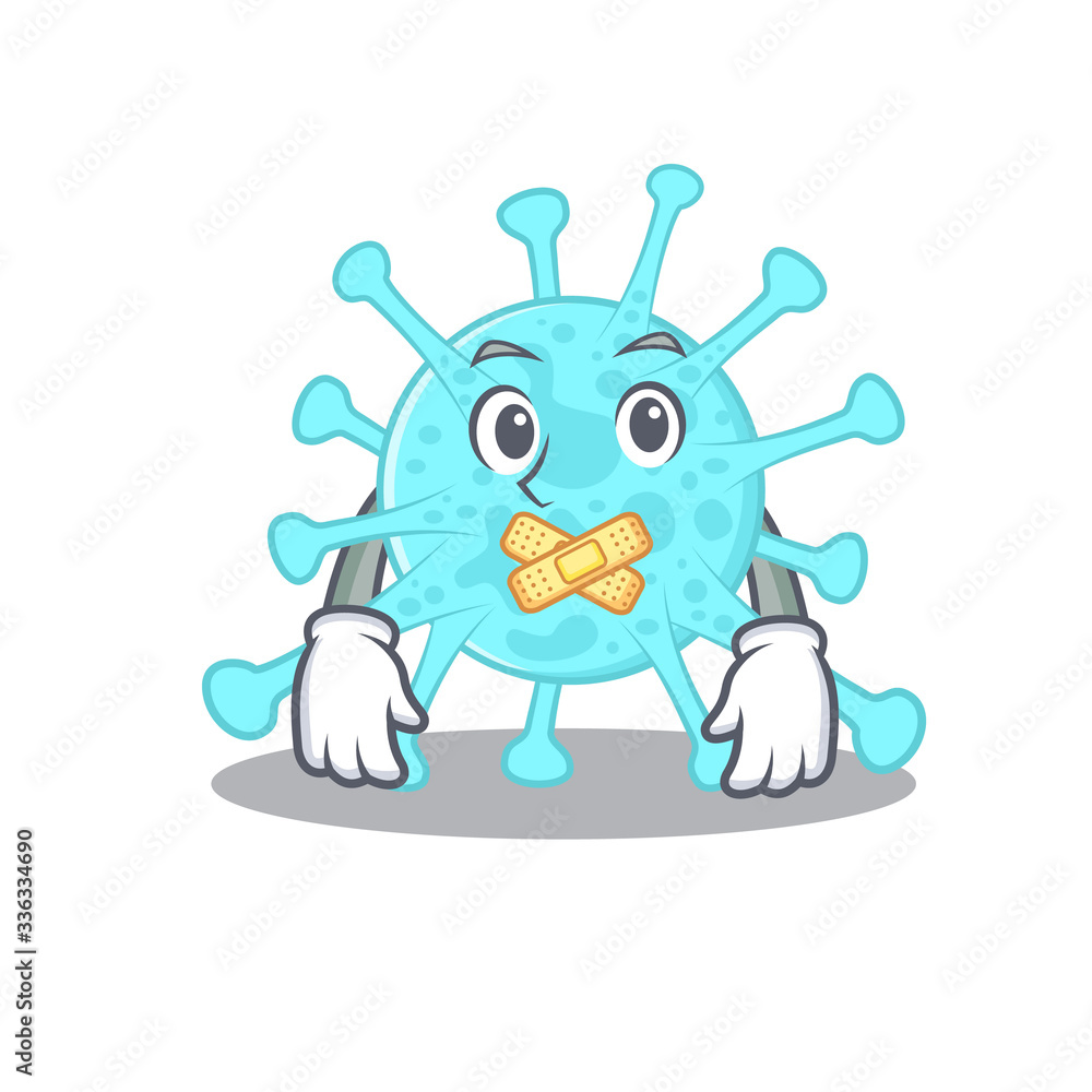 cegacovirus cartoon character style with mysterious silent gesture