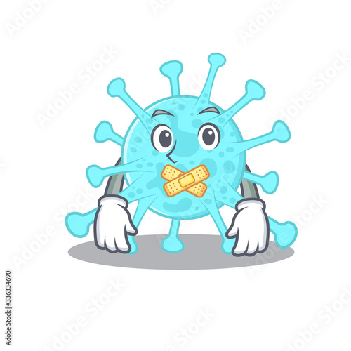 cegacovirus cartoon character style with mysterious silent gesture