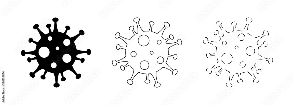 COVID-19 coronavirus simple logo design black and white. - obrazy, fototapety, plakaty 