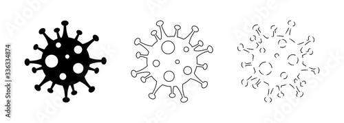 COVID-19 coronavirus simple logo design black and white.