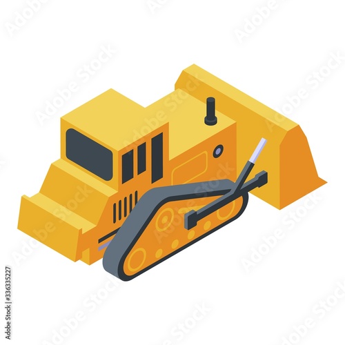 Bulldozer machine icon. Isometric of bulldozer machine vector icon for web design isolated on white background