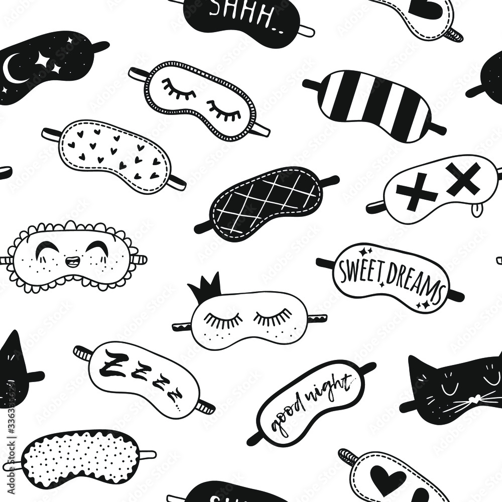 Hand drawn set of Sleeping Mask.Vector Cozy Illustration. Creative artwork. Doodle drawing Sleep Routine objects Hand drawn set of Sleeping Mask.Vector Cozy Illustration. Creative artwork. Doodle drawing Sleep Routine objects