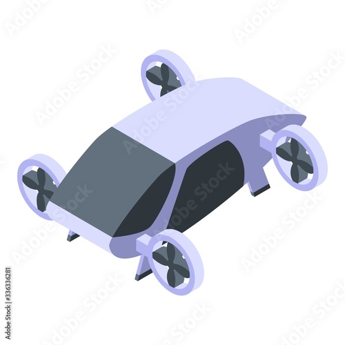 Self driving flying taxi icon. Isometric of self driving flying taxi vector icon for web design isolated on white background