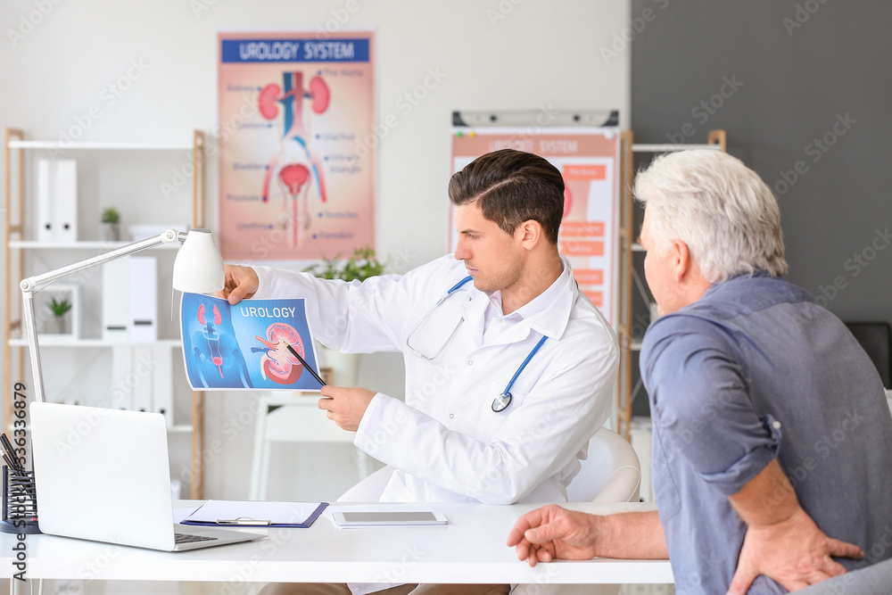 Fototapeta premium Senior man visiting urologist in clinic