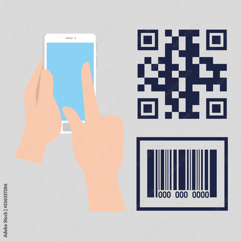 qr code and smartphone design of technology scan information business price communication barcode digital and data theme Vector illustration qr code and smartphone design of technology scan information business price communication barcode digital and data theme Vector illustration