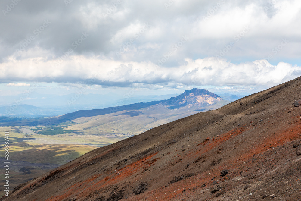 View from Cotopaxi volvcano during trekking trail. Cotopaxi National Park, Ecuador. South America. View from Cotopaxi volvcano during trekking trail. Cotopaxi National Park, Ecuador. South America.