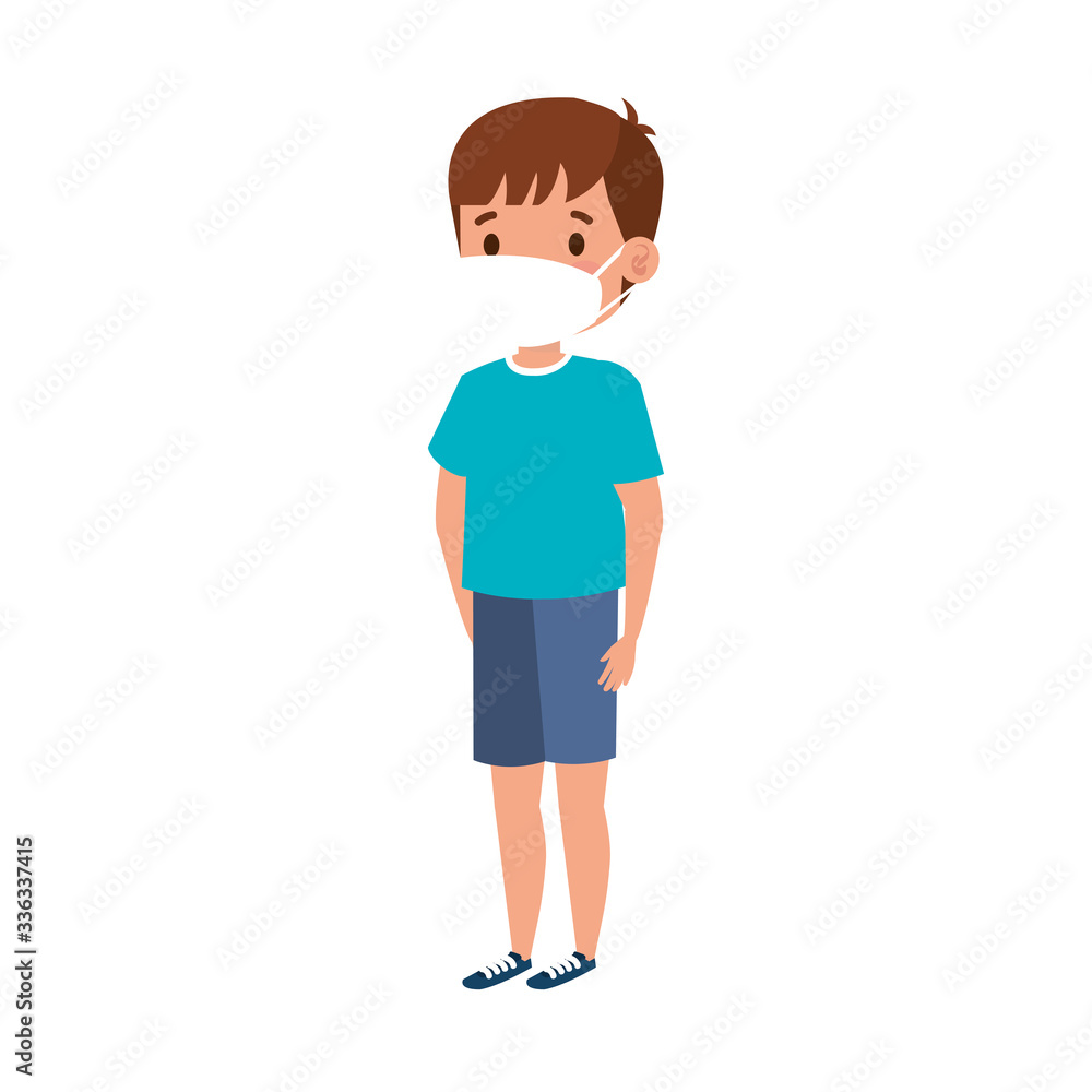 cute boy with face mask isolated icon vector illustration design cute boy with face mask isolated icon vector illustration design