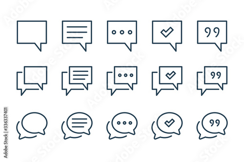 Chat and quote line icons. Message and dialog vector icon set.