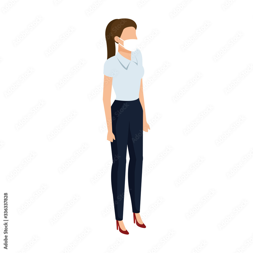 young woman with face mask isolated icon vector illustration design young woman with face mask isolated icon vector illustration design