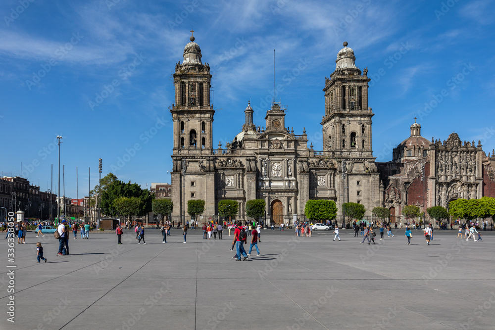 Exterior Metropolitan Cathedral in Mexico City, Latin America.