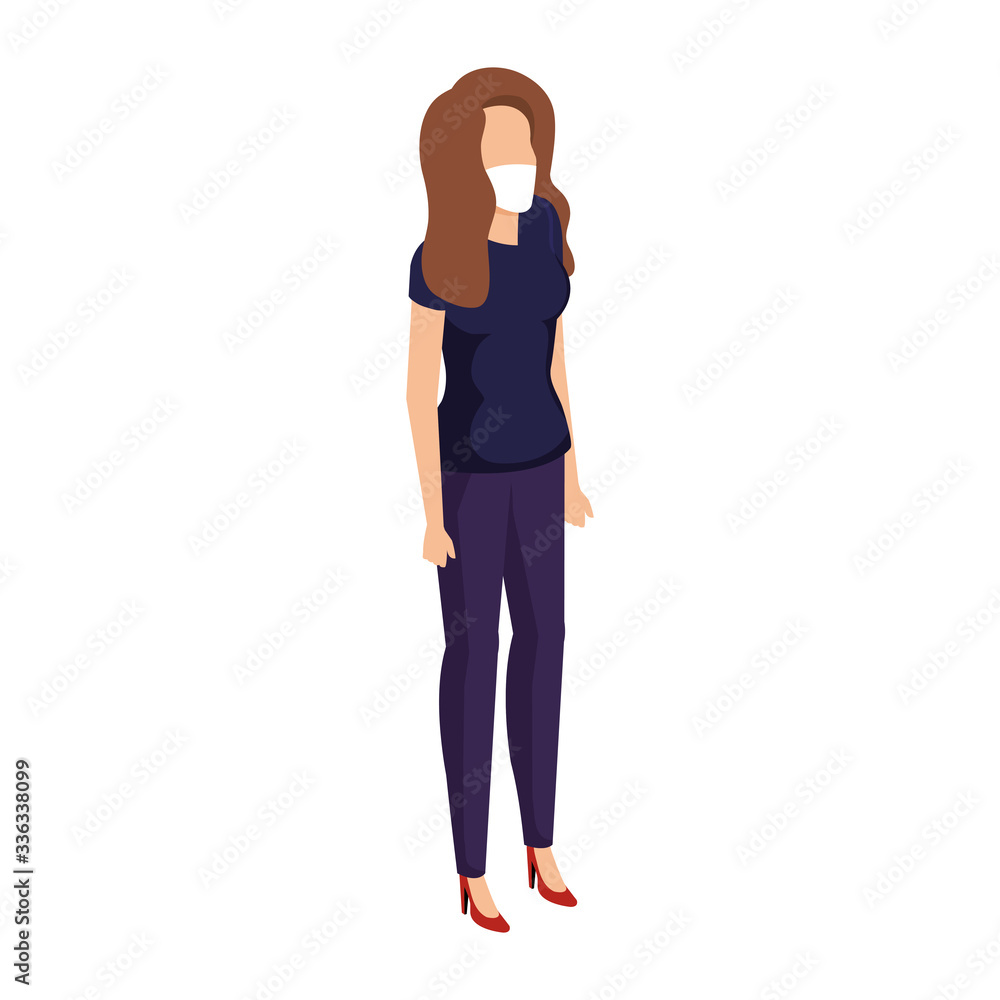 young woman with face mask isolated icon vector illustration design young woman with face mask isolated icon vector illustration design