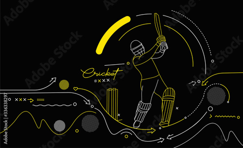 Cricket horizontal banner batsman championship background. Use for cover, poster, template, brochure, decorated, flyer, banner.