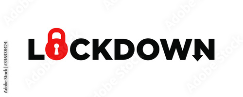 Coronavirus lockdown banner. Concept Covid-19 quarantine lock sign. Vector illustration.