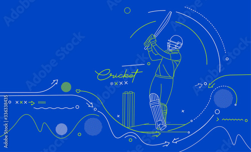 Cricket horizontal banner batsman championship background. Use for cover, poster, template, brochure, decorated, flyer, banner.