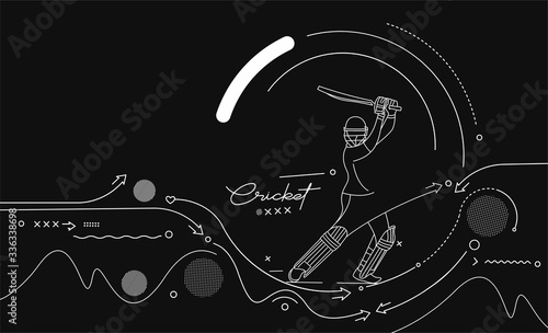 Cricket horizontal banner batsman championship background. Use for cover, poster, template, brochure, decorated, flyer, banner.