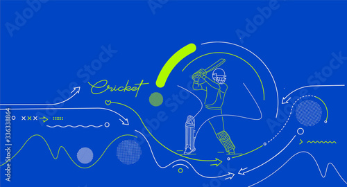 Cricket horizontal banner batsman championship background. Use for cover, poster, template, brochure, decorated, flyer, banner.