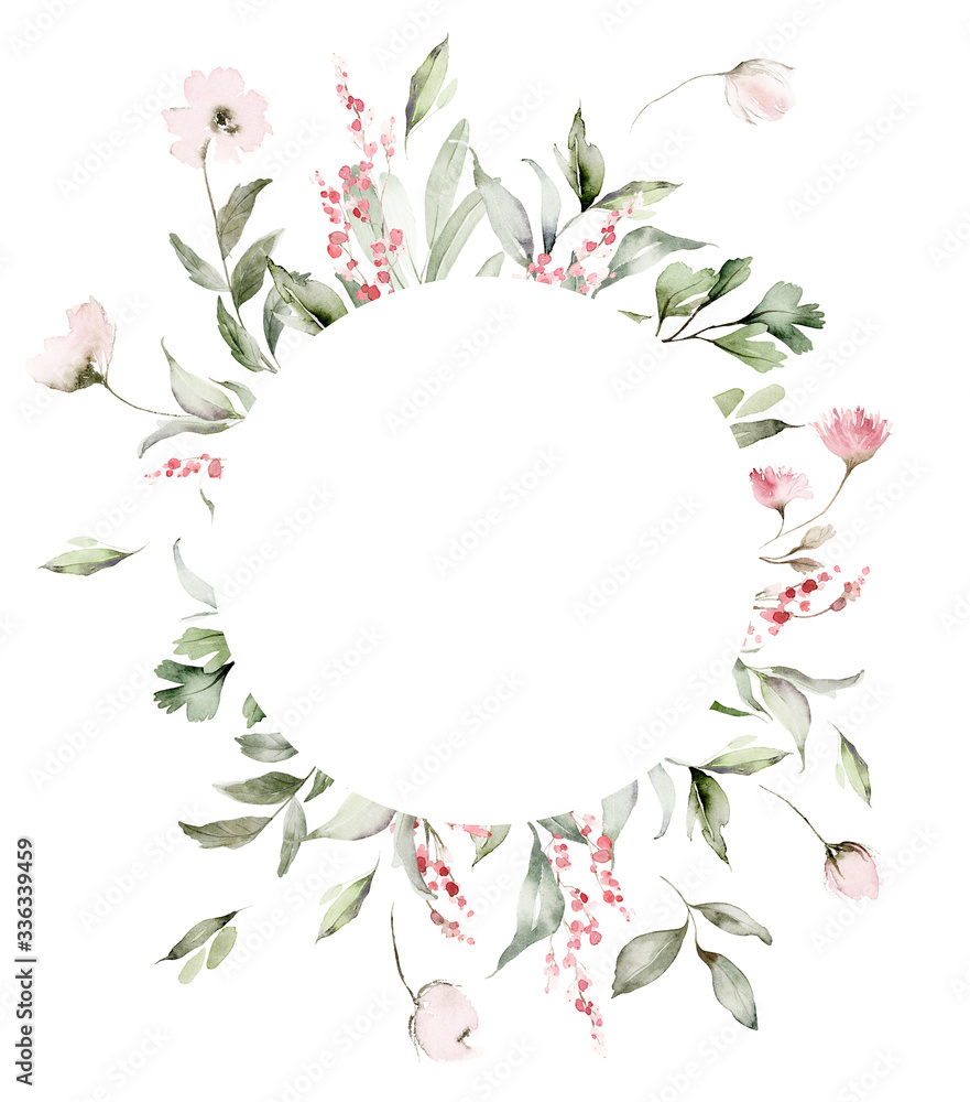 Fototapeta premium Greeting card with watercolor flowers handmade.