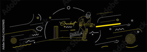 Cricket horizontal banner batsman championship background. Use for cover, poster, template, brochure, decorated, flyer, banner.