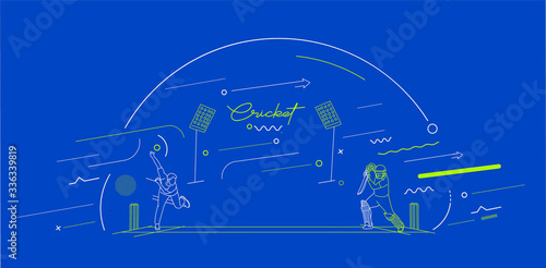 Cricket horizontal banner batsman championship background. Use for cover, poster, template, brochure, decorated, flyer, banner.