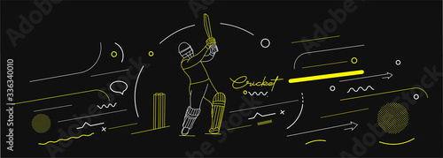 Cricket horizontal banner batsman championship background. Use for cover, poster, template, brochure, decorated, flyer, banner.