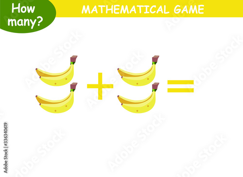 examples of addition with fruits and vegetables. educational page with mathematical examples for children.