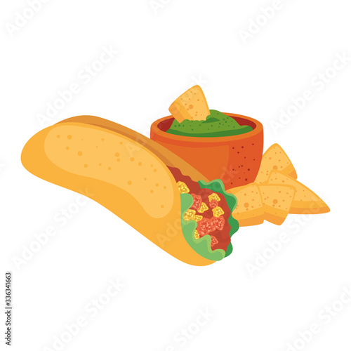 Mexican burrito nachos and bowl design, Mexico culture tourism landmark latin and party theme Vector illustration