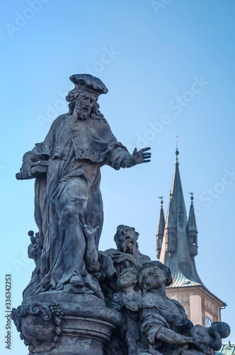 Ancient sculpture depicting Christian Catholic Saint Ivo