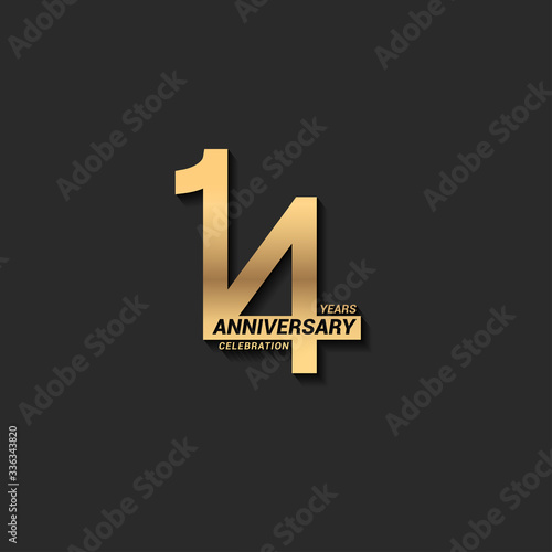 14 years anniversary celebration logotype with elegant modern number gold color for celebration
