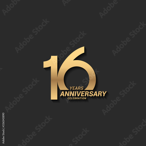 16 years anniversary celebration logotype with elegant modern number gold color for celebration