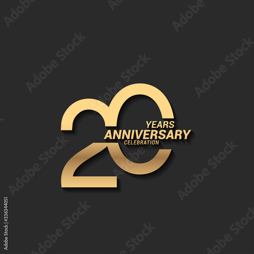 20 years anniversary celebration logotype with elegant modern number gold color for celebration