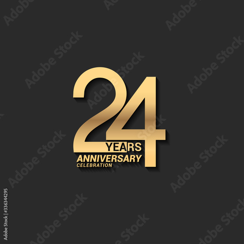 24 years anniversary celebration logotype with elegant modern number gold color for celebration photo