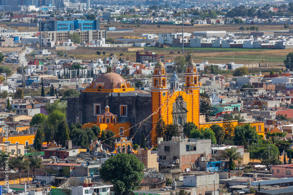 View of downtown of Cholula near Puebla, Mexico. Latin America.