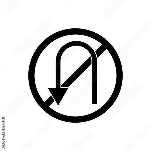 No u turn outline icon. Symbol, logo illustration for mobile concept and web design.
