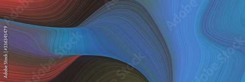 abstract moving designed horizontal banner with steel blue, teal blue and old mauve colors. fluid curved flowing waves and curves