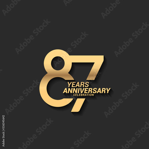 87 years anniversary celebration logotype with elegant modern number gold color for celebration