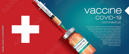 Corona vaccine vector 3D illustration, country flag concept.