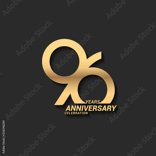 96 years anniversary celebration logotype with elegant modern number gold color for celebration