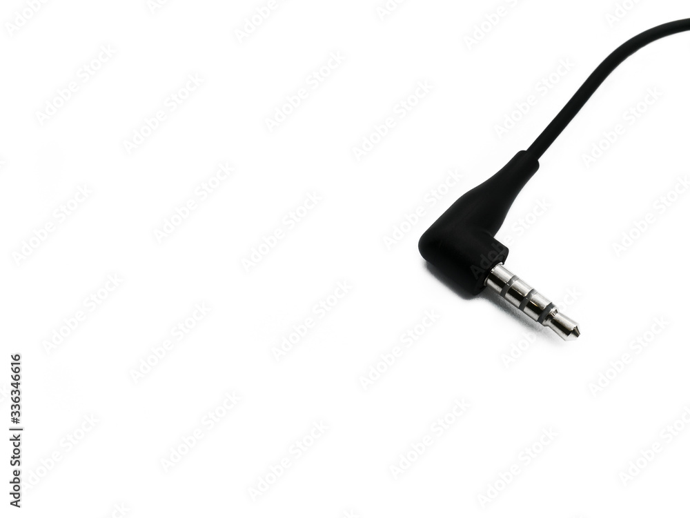 3.5mm black audio jack isolated on white background. 3.5mm black audio jack isolated on white background.