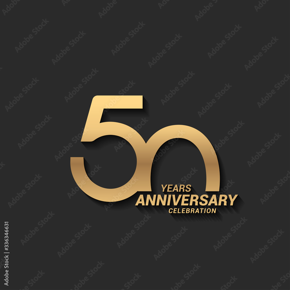50 years anniversary celebration logotype with elegant modern number gold color for celebration - obrazy, fototapety, plakaty 