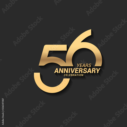 56 years anniversary celebration logotype with elegant modern number gold color for celebration