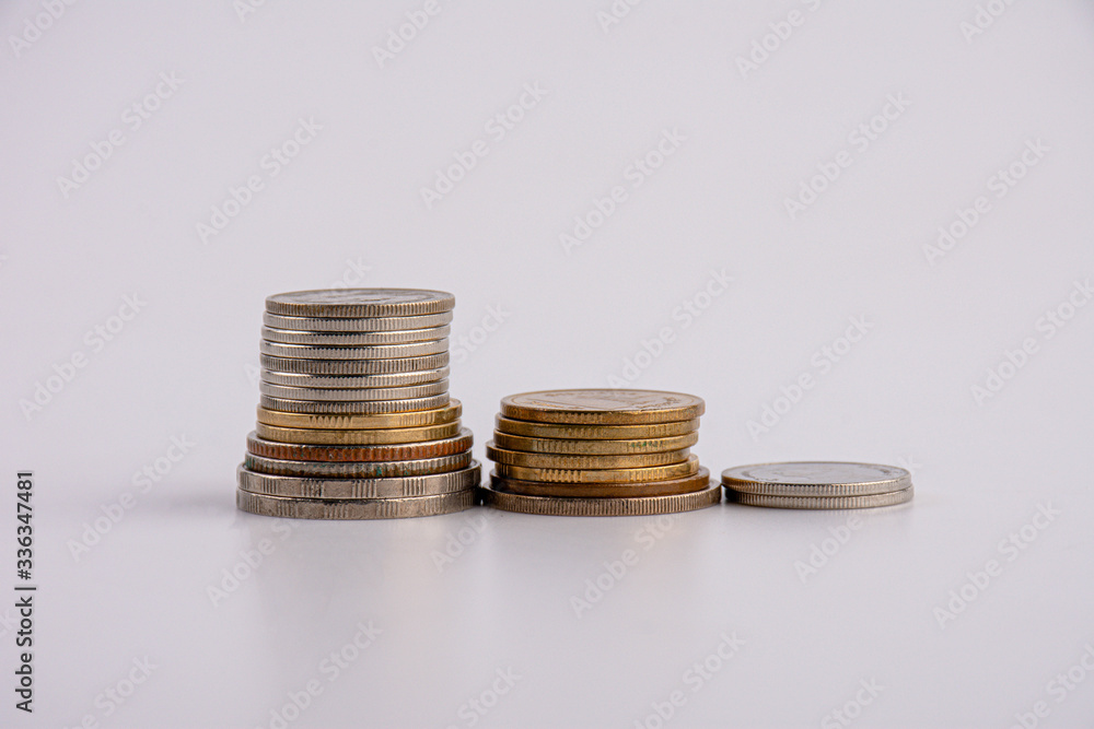stack of coins on white background stack of coins on white background