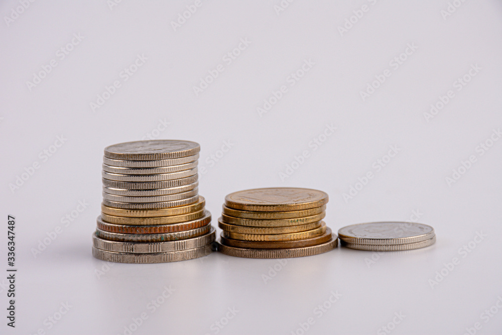 Coins isolated on white background. Close-up Coins isolated on white background. Close-up