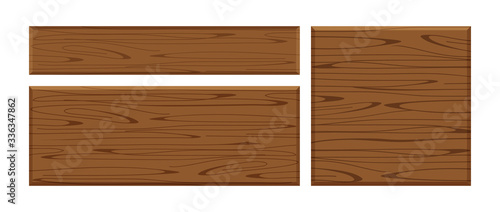 wooden plank dark brown set isolated on white background, wood board various types horizontal and square, empty planks wood, wooden sign for copy space text, set of plank wood dark brown for signage